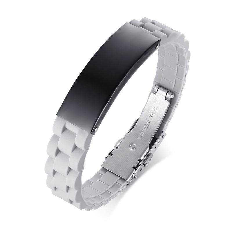 Fashion Geometric Stainless Steel and Silicone Men's Bangle Bracelet