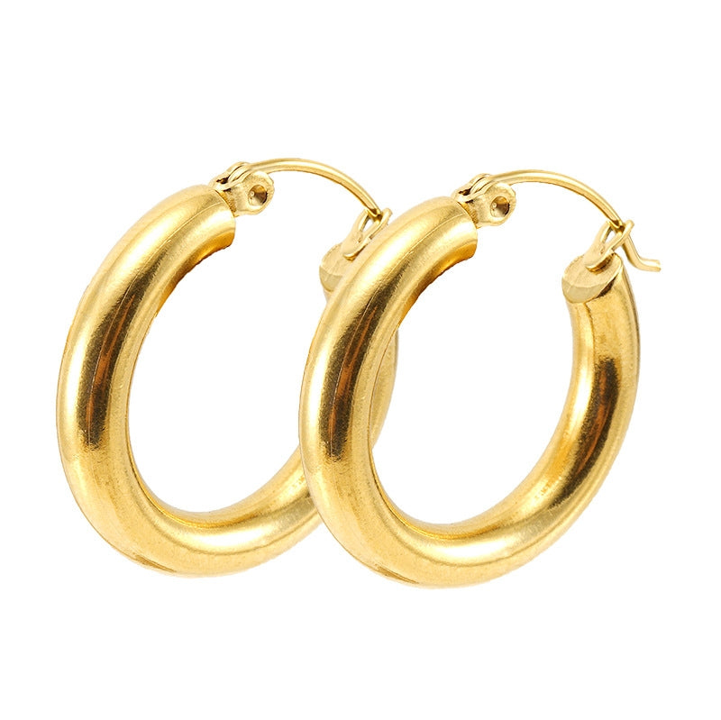 18K Gold Plated Geometric Stainless Steel Hoop Earrings for Women