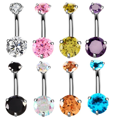Geometric Zircon Inlaid Stainless Steel Belly Button Ring Jewelry