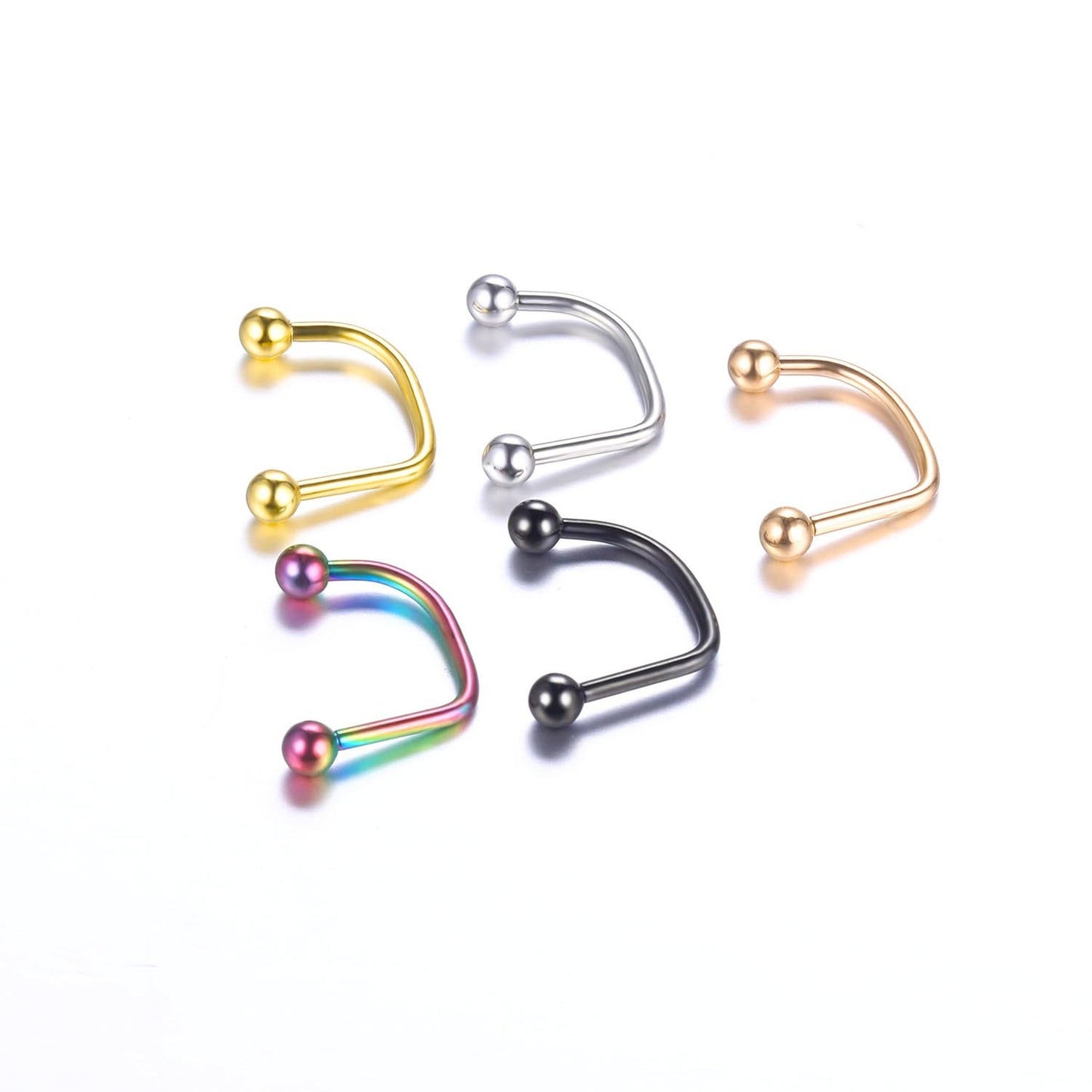 Geometric Stainless Steel U-Shaped Lip Stud Piercing Jewelry