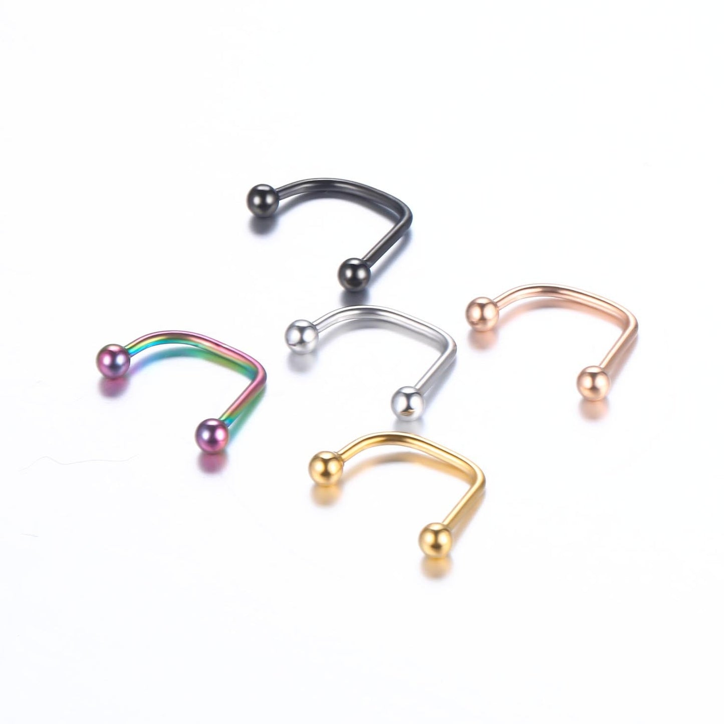 Geometric Stainless Steel U-Shaped Lip Stud Piercing Jewelry