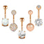 Fashion Geometric Stainless Steel Plating Zircon Belly Ring 5 Pieces