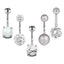 Geometric Stainless Steel Zircon & Opal Belly Ring Set - 5 Pieces Silver