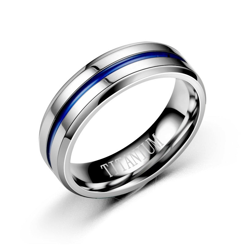 Fashion Geometric Blue Titanium Steel Minimalist Couple Ring