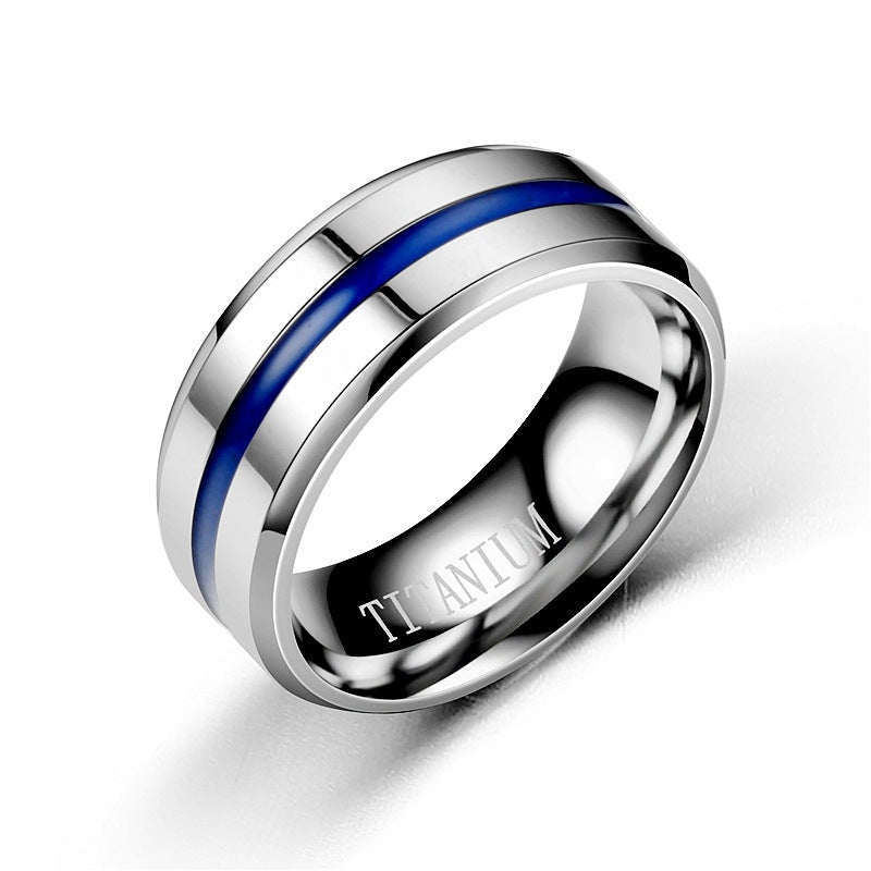 Fashion Geometric Blue Titanium Steel Minimalist Couple Ring