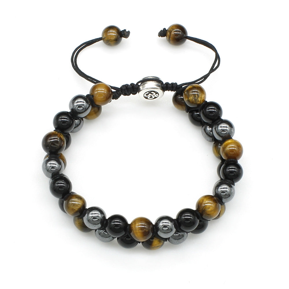 Geometric Stone Beaded Double Layer Bracelet