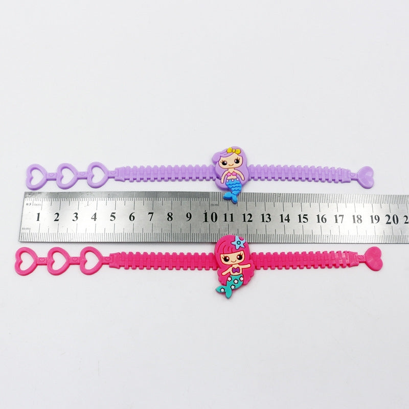 Geometric Resin Epoxy Bangle and Mermaid PVC Children's Bracelet Set