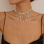 Fashion Geometric Rhinestone Tassel Alloy Necklace - Elegant Statement Choker