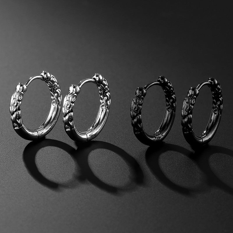 Geometric Titanium Steel Hypoallergenic Hoop Earrings for Men and Women