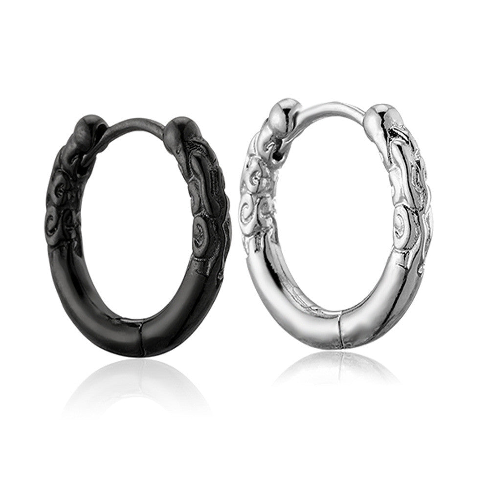 Geometric Titanium Steel Hypoallergenic Hoop Earrings for Men and Women