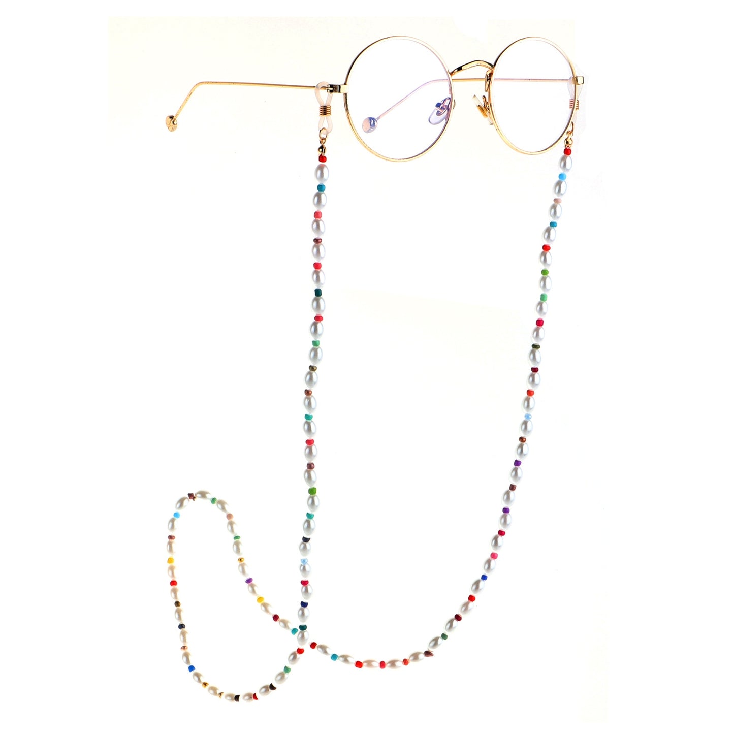 Fashion Glasses Chain Handmade Rice Beads Pearl Candy Color Eyewear Cord