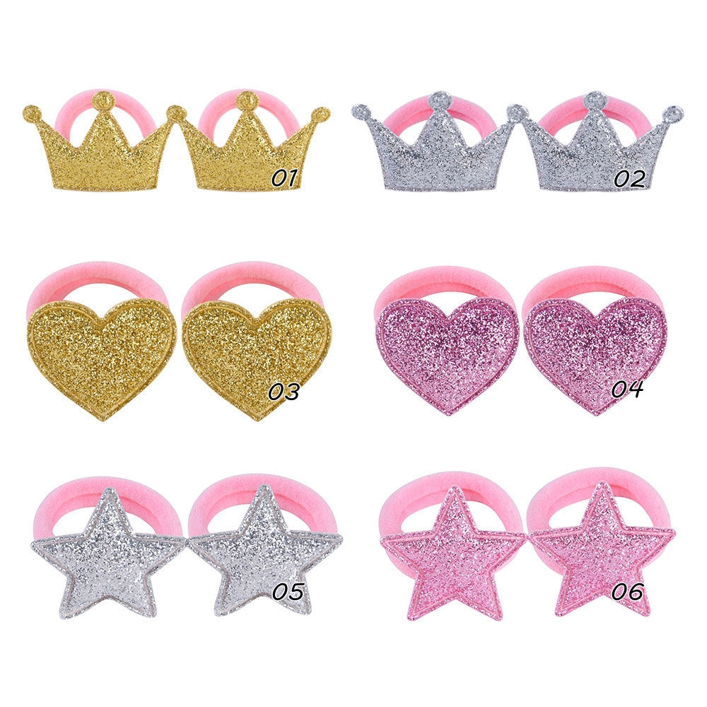 Glossy Frosted Crown Star Hair Rope for Girls - Children's Head Accessories