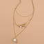 Elegant Baroque Pearl Layered Necklace with Gold Branch Leaf Design