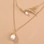 Elegant Baroque Pearl Layered Necklace with Gold Branch Leaf Design