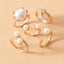 Gold-Plated Geometric Pearl Ring Set for Women