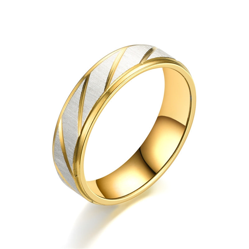 Fashion Golden Engraved Stainless Steel Couple Rings 2023