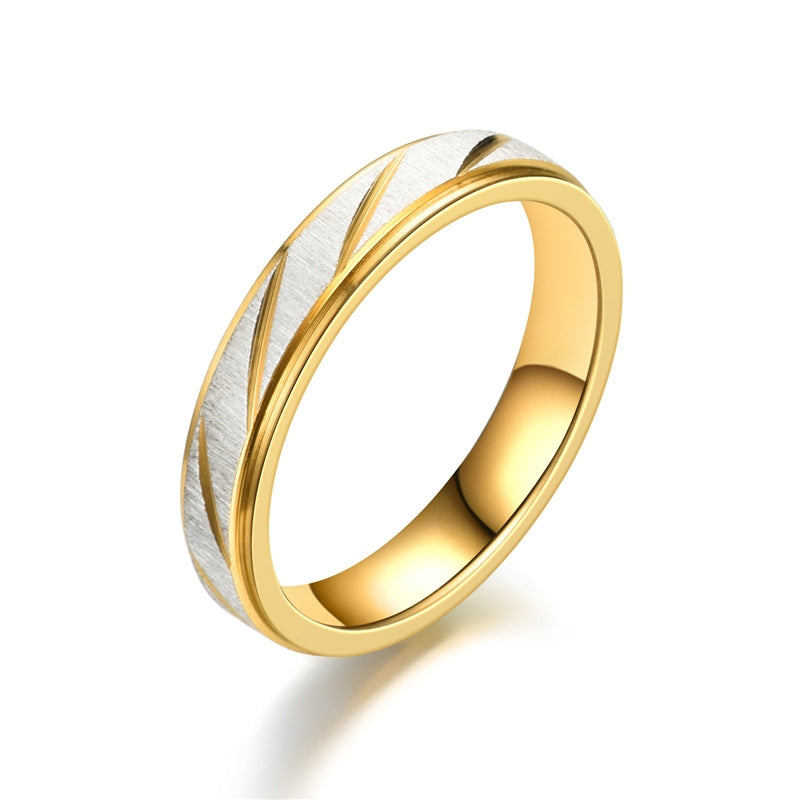 Fashion Golden Engraved Stainless Steel Couple Rings 2023