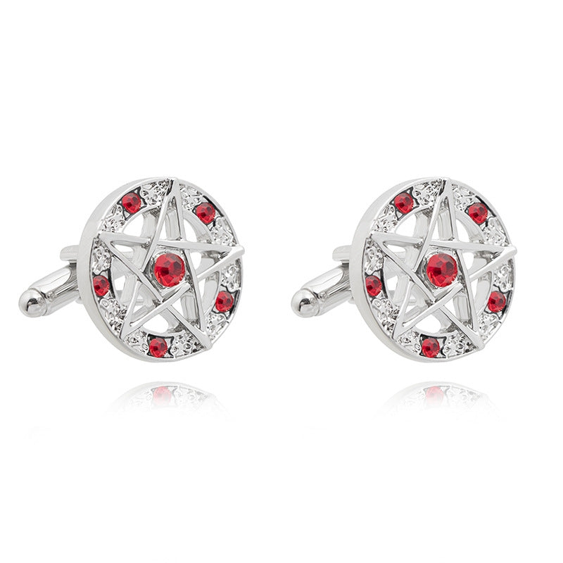 Fashion Star Skull Titanium Steel Cufflinks with Crystal Accents