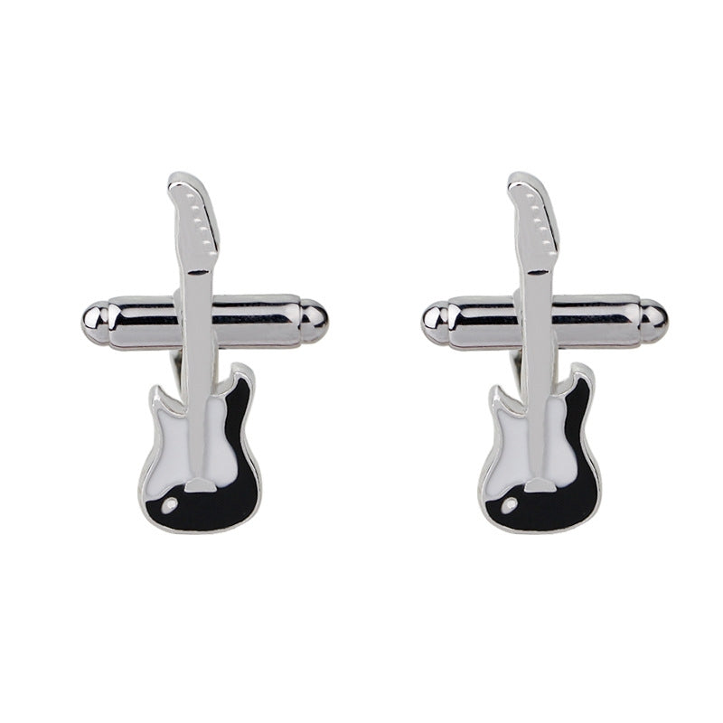 Fashion Star Skull Titanium Steel Cufflinks with Crystal Accents