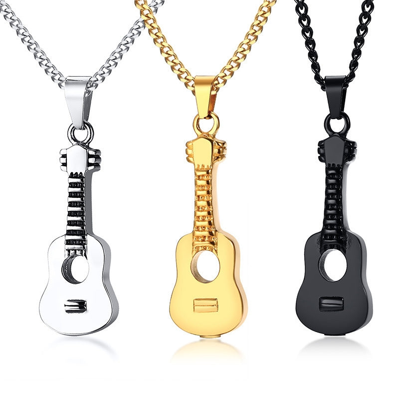 Guitar Pendant Titanium Steel Cremation Necklace - Stainless Steel Fashion Jewelry PN-1128