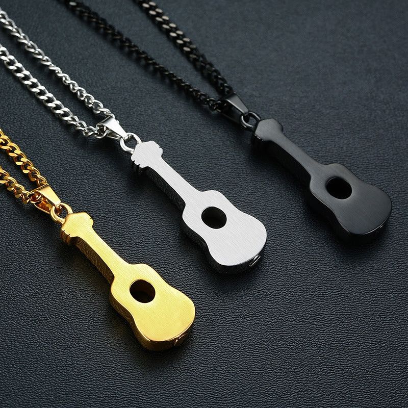 Guitar Pendant Titanium Steel Cremation Necklace - Stainless Steel Fashion Jewelry PN-1128