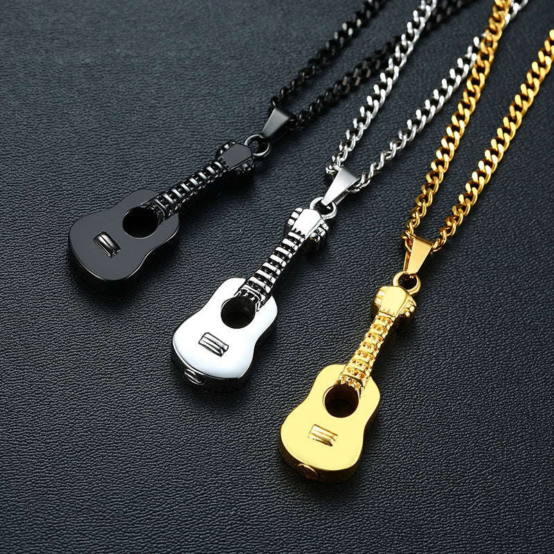 Guitar Pendant Titanium Steel Cremation Necklace - Stainless Steel Fashion Jewelry PN-1128