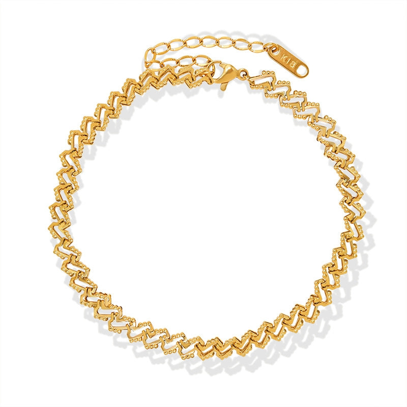 Fashion H-Shaped Handmade Titanium Steel Anklet 18k Gold Plated