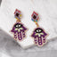 Hand Shaped Alloy Earrings with Enamel Eye Design