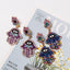 Hand Shaped Alloy Earrings with Enamel Eye Design