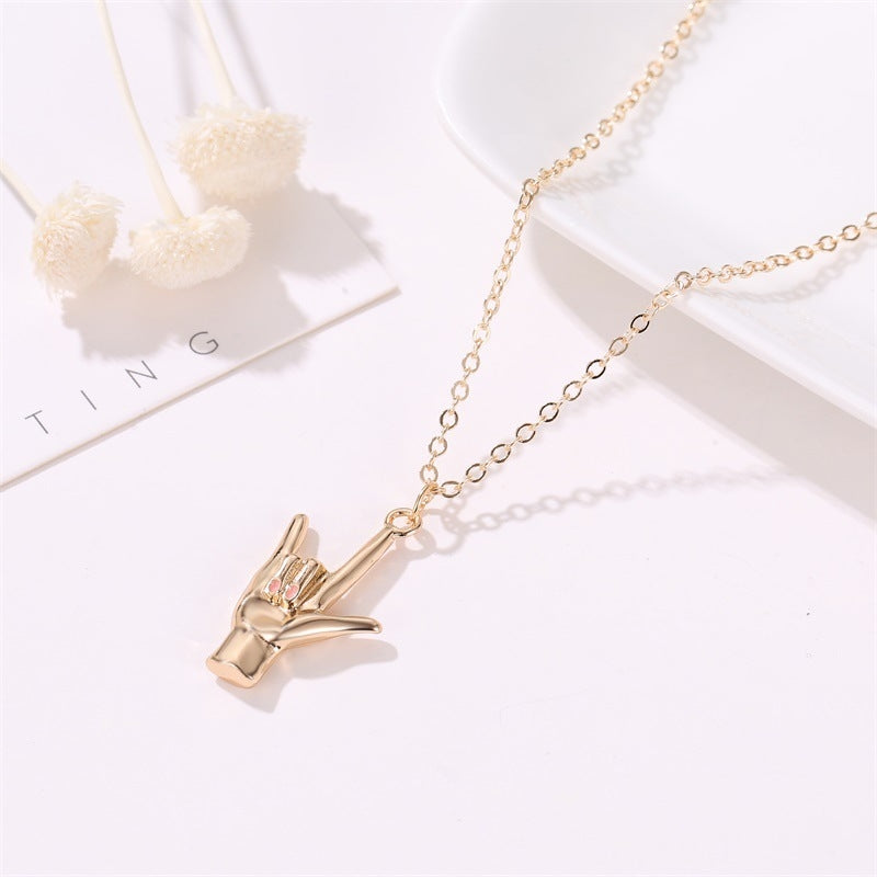 Fashion Hand Gesture Love Palm Necklace for Women