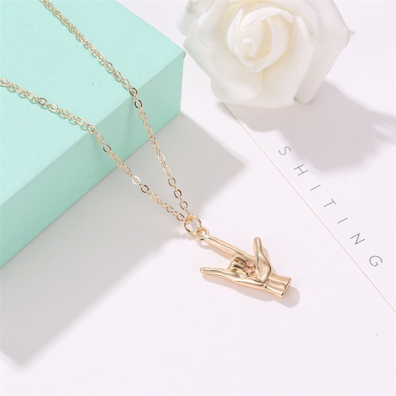 Fashion Hand Gesture Love Palm Necklace for Women