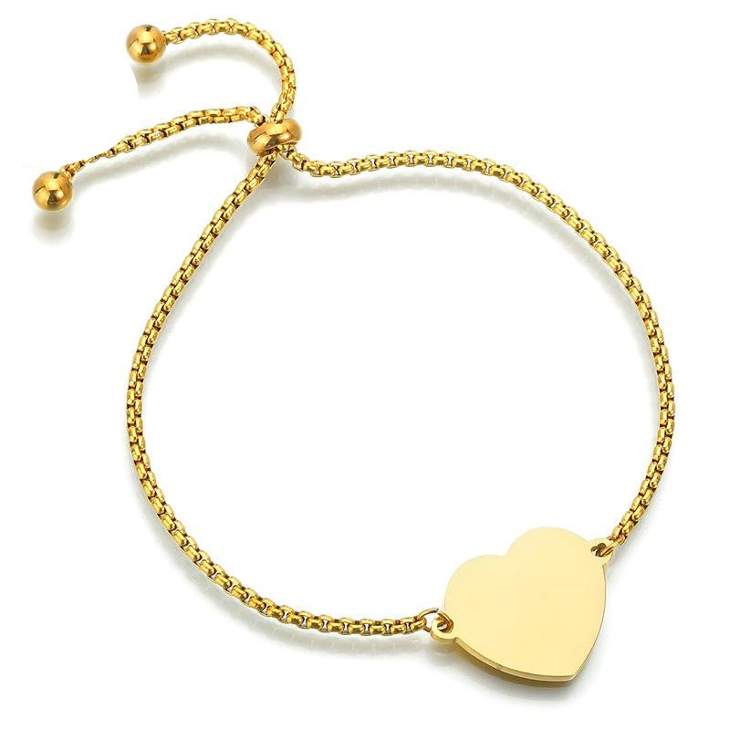 Fashion Heart Adjustable 18K Gold Plated Stainless Steel Bracelet