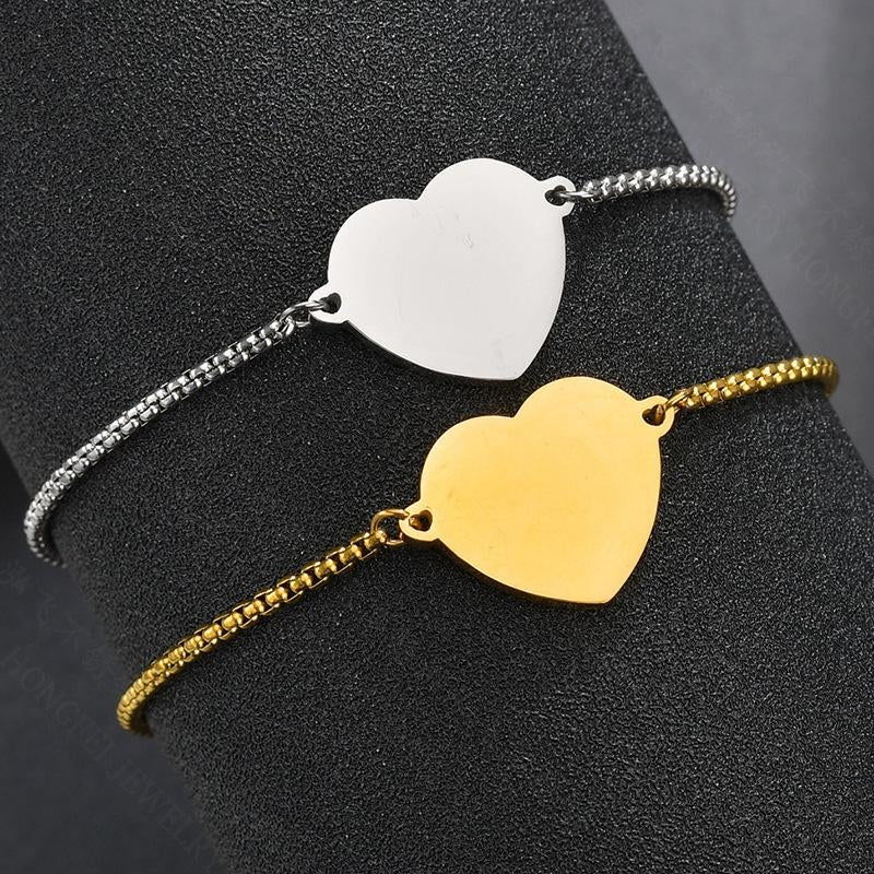 Fashion Heart Adjustable 18K Gold Plated Stainless Steel Bracelet