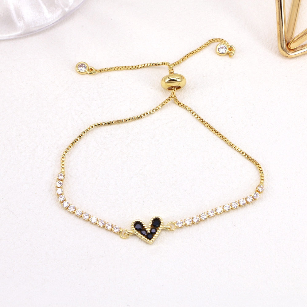 Fashion Heart Copper Zirconia Bracelet for Women - Valentine's Day Gift