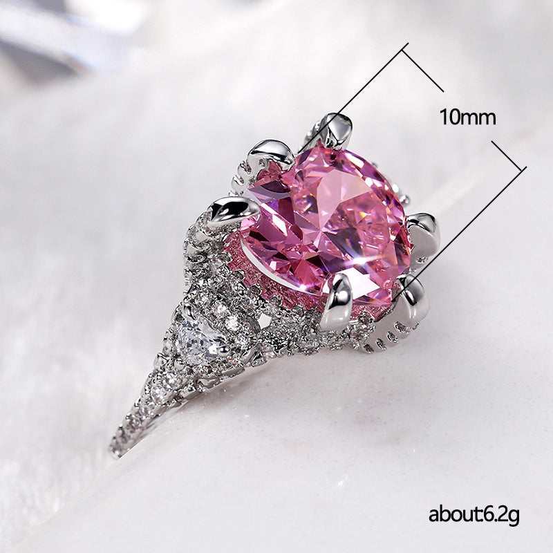 Fashion Heart Zircon Crystal Copper Ring for Women - Luxury Wedding Engagement Band