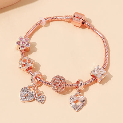 Fashion Heart Floral Lantern Beaded Bracelet