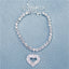 Fashion Rhinestone Heart Pendant Anklet for Women