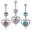 Fashion Rhinestone Heart Pendant Belly Ring