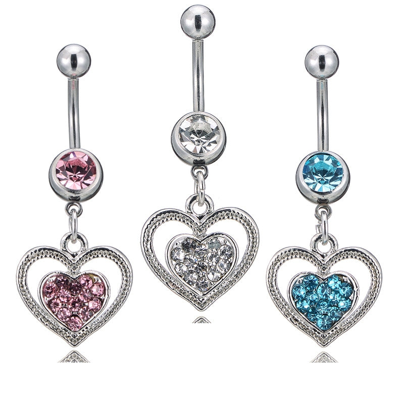 Fashion Heart Rhinestone Belly Ring