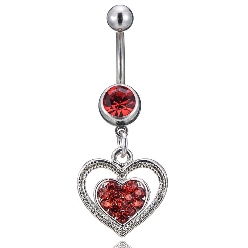 Fashion Rhinestone Heart Pendant Belly Ring