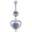 Fashion Rhinestone Heart Pendant Belly Ring