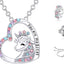 Heart Shape Rhinestone Jewelry Set with Unicorn Pendant Necklace