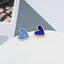 Elegant Blue Heart Enamel Alloy Ear Clips and Studs