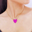 Fashion Rainbow Heart Alloy Enamel Pendant Necklace for Women