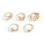 Fashion Heart & Butterfly Alloy Rings with Artificial Pearls and Rhinestones - 9 Piece Gold Plated Stackable Set for Women