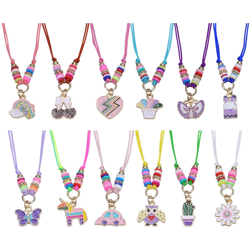 Colorful Butterfly Heart Kids' Friendship Bracelet and Necklace Set