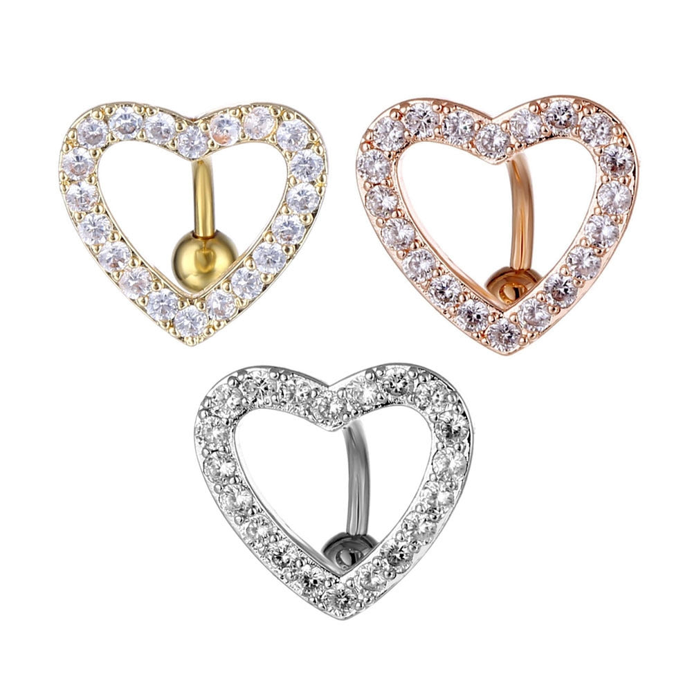 Fashion Heart Shape Zircon Inlaid Unisex Belly Ring