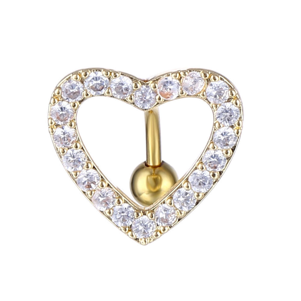 Fashion Heart Shape Zircon Inlaid Unisex Belly Ring