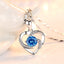 Fashion Heart Shape Crystal Pendant Necklace with Sapphire and Rhinestones in 925 Silver Plating