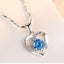 Fashion Heart Shape Crystal Pendant Necklace with Sapphire and Rhinestones in 925 Silver Plating